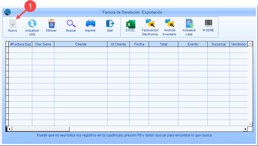 Crear Una Nueva Devoluci N A Partir De Una Factura De Exportaci N